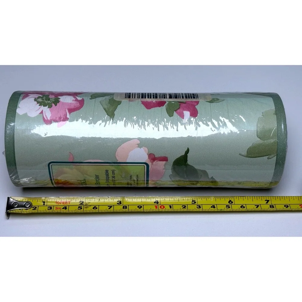 Springmaid Wall Border 15ft x 6.87in Green Antique Rose Floral Prepasted 7051107